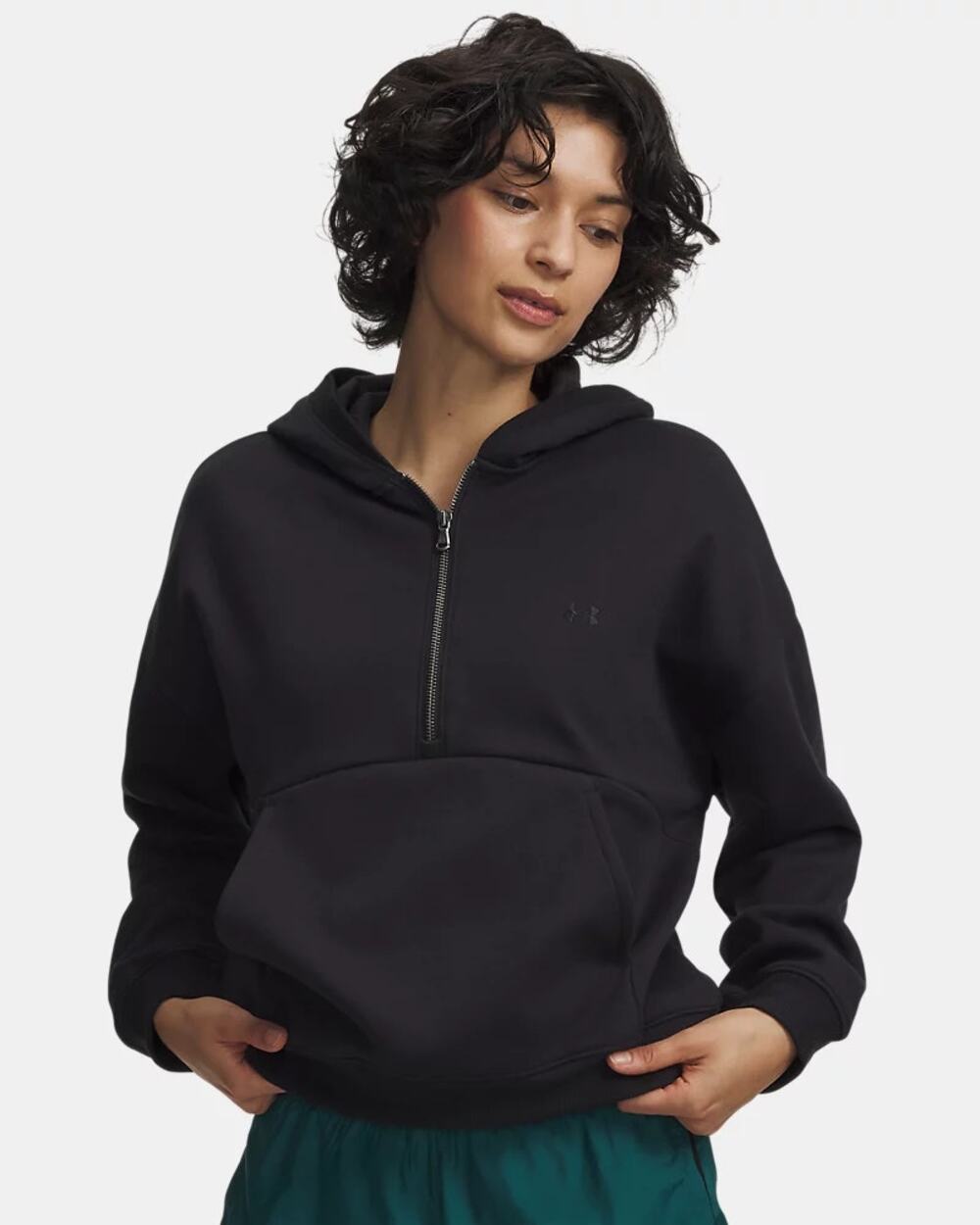 NWT Under Armour UA Icon Fleece: Reinvented Women's ½ Zip Hoodie in Black size M